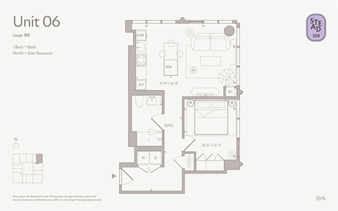 Floor plan for 1 bed, 1 bath, 700 sqft